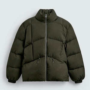 Veste matelassée en duvet de haute qualité, logo personnalisé, hiver chaud, noir, veste gonflée brillante à capuche pour homme - Product Image 6