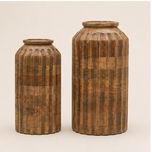 Juego de Jarrones de Madera de Acacia Hechos a Mano, Jarrones Redondos Rústicos Decorativos para Mesa - Product Image 2