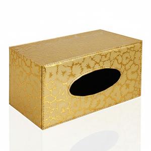 Porte-serviettes en métal doré rectangulaire uni de luxe, boîte à mouchoirs moderne, distributeur de mouchoirs décoratif pour la maison, l'hôtel - Product Image 1