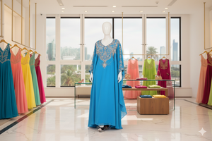 Elegante Vestido Maxi de Georgette con Elasticidad en Cuatro Direcciones, Corte en A, Bordado Floral, Color Verde Salvia, Corpiño Transparente con Ilusión Óptica, Manga Larga para Boda - Product Image 2