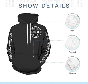 เสื้อฮู้ดผ้าฝ้ายผสมสำหรับผู้ชายเสื้อฮู้ดแบบกำหนดเองพิมพ์ลายด้านหน้าและด้านหลังโลโก้รูปภาพ - Product Image 6