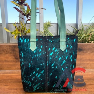 Brand New Designer Luxury Hair on Metallic Recycled Leather Women's Tote Bag Manufacturer Fashionable Colorful Leather <b>Handbags</b> - Product Image 1