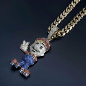 Hand Made Color Moissanite Iced Out Hip Hop Mario Pendant Necklace With Gold Plated 925 <b>Silver</b> Bling Jewelry Manufacturer - Product Image 5