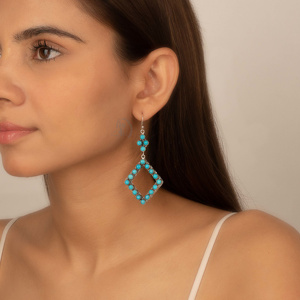 Réglage de la lunette de qualité fine 925 en argent sterling massif Sleeping Beauty Turquoise boucle d'oreille fournisseurs de bijoux en argent indien - Product Image 2