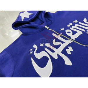 Sweat-shirts à capuche pour hommes de qualité supérieure personnalisés, surdimensionnés, 100% coton molletonné, décontractés, respirants, logo personnalisé avec broderie, design d'hiver - Product Image 3