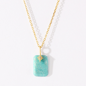 Nagosa gioielli da donna in pietra preziosa 18k oro vermeil 925 argento sterling rettangolo amazonite ciondolo ciondolo ciondolo - Product Image 2