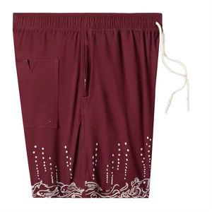 Short de plage écologique marron personnalisé High Street maillot de bain à séchage rapide avec short de surf d'été solide et léger pour hommes - Product Image 3