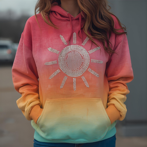 Pull à capuche en polaire personnalisé Sun Fade Rhinestone avec embellissements à paillettes et options OEM/ODM acceptant la personnalisation - Product Image 5