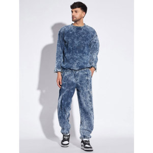 Acid Wash Sweat Suits Cotton Applique <b>Embroidery</b> Patch Flared Full Tracksuits Hoodies and Sweatpants <b>Sets</b> for Unisex - Product Image 2