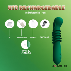 Vibrador Erótico Recargable por USB, Impermeable, con Motor Silencioso y Potente, Diseño Ergonómico Curvo con Espiral Verde Oscuro, Estimulación del Punto <span class=keywords><strong>G</strong></span> - Product Image 5