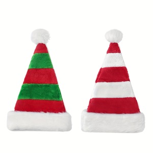 Rayas de felpa Empalme Sombrero de Papá Noel Rojo Verde Blanco Sombrero de Navidad Decoraciones para fiestas de Navidad Rendimiento Dress up Props - Product Image 1