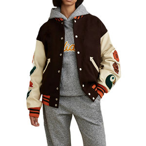 Chaquetas Varsity de Diseño Personalizado para Mujer, de Alta Calidad, con Mangas de Cuero y Lana, Estilo Urbano, Resistentes al Agua y al Viento - Product Image 1