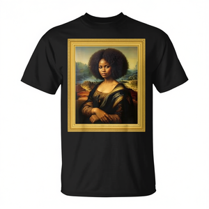 T-Shirt Donna Afroamericana Mona Lisa Afro Queen - Celebrazione Black History Month - Prodotto Promozionale Colore Nero - Product Image 2