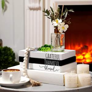 3 Pcs Decorative Books for Home Decor Thankful Grateful Blessed Farmhouse Faux Stacked Books Wooden <b>Rustic</b> Decorative Books - Product Image 4