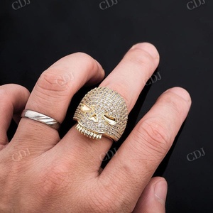 Anillo de Hip Hop de Plata de Ley 925 para hombre, Diamante de moissanita y piedra de calavera helada completa, amarillo, blanco, chapado en oro rosa para ropa de fiesta - Product Image 4