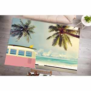 Alfombra Estampada con Paisaje Tropical, Palmeras, Suave, Redonda, para Baño, Decoración de Pared, Alfombra de Terciopelo - Product Image 1