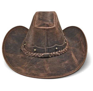 Chapeaux de cowboy en cuir personnalisés pour hommes en plein air chapeaux de cowboy en cuir véritable chapeau vintage - Product Image 5