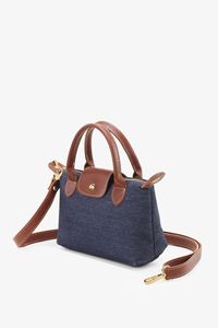 กระเป๋าถือผู้หญิงหนัง PU และผ้ายีนส์กระเป๋าสะพายข้างมีซิปดีไซน์หรูหรา - Product Image 2