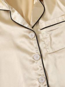 Ensemble de nuit en Satin et soie pour femmes, pyjamas à manches courtes, vêtements de nuit doux, avec boutons, vente en gros, - Product Image 4