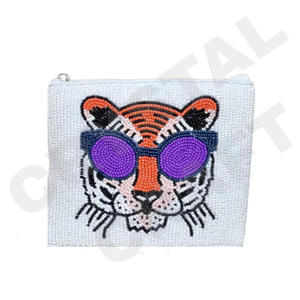 LSU geaux Tigers Design Pochette à monnaie en perles de rocaille personnalisée Portefeuille magnifique porte-monnaie avec accessoires à la mode - Product Image 1