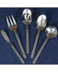 เครื่องใช้บนโต๊ะอาหารทำจากเหล็กเคลือบเงาที่สวยงามพร้อมด้วยด้ามจับไม้และกระดูกทำจากเรซินสำเร็จรูปสำหรับเชฟที่บ้านและช่วงเวลาที่ให้ของขวัญ - Product Image 4