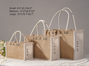 JuteTwill personnalisé Jute coton toile sac fourre-tout écologique femmes épaule Shopping fourre-tout réutilisable sac promotionnel - Product Image 4