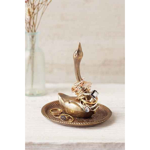 Support à bagues en métal doré avec plateau et support conique, présentoir décoratif pour bagues, accessoire de bijouterie, petit porte-bagues - Product Image 4