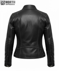 Chaqueta de cuero para mujer de talla adulta a la moda nueva llegada chaquetas informales de invierno cálidas con cremallera OEM personalizadas - Product Image 2
