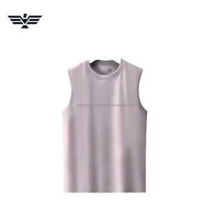 Wholesale Factory Customizable Mens Plain Sleeveless Tank <b>Top</b> Soft Cotton Breathable Sporty Gym Vest Casual Summer Front - Product Image 5