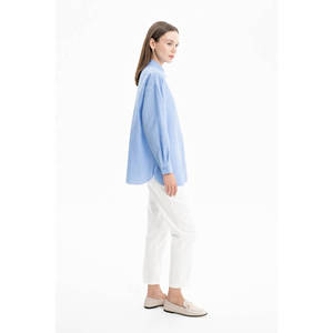 Blusa de popelina floral de punto con cuello de lazo con volantes - Estilo vintage casual de corte holgado - Product Image 2