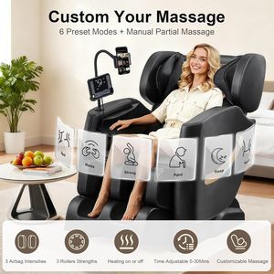 Sillón de Masaje con Mecanismo de Ondas Sincronizadas Único, Reclinable de Gravedad Cero para Todo el Cuerpo, con Riel para Yoga y Estiramiento, Modo de Control por Voz, Reposapiés Automático - Product Image 6