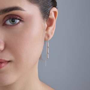92.5 <b>Silver</b> <b>Drop</b> <b>Earrings</b> with Diamond and Zircon Trendy Pendant Design for Party & Gift 183087 - Product Image 1