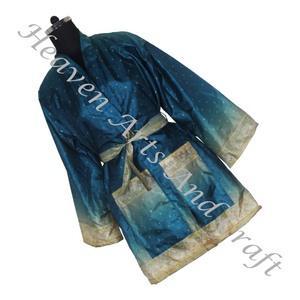 KS001 antiguo Floral seda Vintage Sari Kimono estilo corto chaqueta caliente aspecto encantador estilo bohemio Vintage Sari Kimono corto - Product Image 5