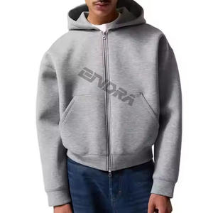 Sudadera con capucha recortada para hombre Fabricación de sudaderas con cremallera doble Zip Ups Heavyweight Zip up Hoodie100 % algodón, cremallera completa, calle - Product Image 1