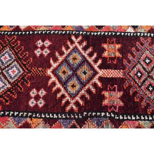 Vintage Turkish Rug, 2.4x13.2 ft Herki Rug, <b>Red</b> Patchwork <b>Wool</b> Rug - Product Image 5