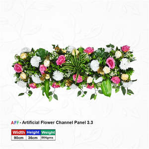 <b>Artificial</b> Flower Factory Vibrant Rose & Meadow Blossom Channel Panel Magenta & Cream <b>Peony</b> Row 90cm Elegant - Product Image 2