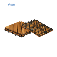 Carrelage de terrasse en bois d'acacia moderne et écologique Carreaux de patio en bois carrés à emboîtement diagonal à 8 lattes pour le parquet extérieur