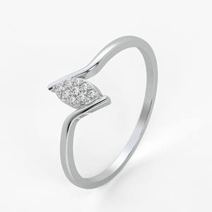 Bague élégante pour femme en argent sterling 925 avec micro-pavé, grappe de zircons cubiques taille marquise, bijou de mode quotidien, bande ondulée minimaliste - Product Image 1