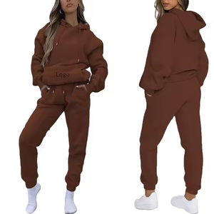 Chándales de lana de algodón 100% de alta calidad para mujer, chándales cómodos de Color para el sudor, ropa informal para mujer - Product Image 2