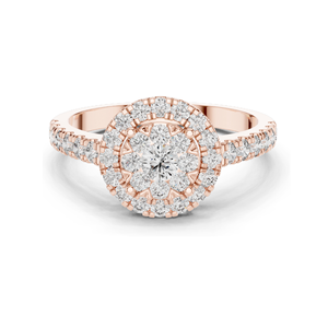 Bague halo en diamant de laboratoire 0,744 CT pour femmes, clarté VVS-VS EF, or 18 carats, 14 carats, 10 carats et argent 925, or rose, or jaune, or blanc - Product Image 1