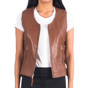 New Arrival Custom Top Quality <b>Women</b> Leather <b>Vest</b> Trendy <b>Women</b> Leather <b>Vest</b> Custom Logo OEM Service Customized Leather <b>Vest</b> - Product Image 1