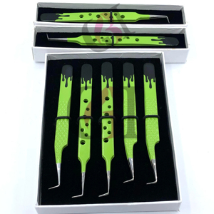 Haute qualité 90 degrés Double couleur poudre revêtement japonais en acier inoxydable Extension de cils pince à épiler Logo personnalisé outils de beauté - Product Image 1