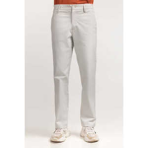 Pantalones Chinos Casuales de Negocios 100% Algodón, Cintura Media, Azul Caqui, con Decoración de Cremallera, Corte Recto MNTRCSS24007-B - Product Image 6