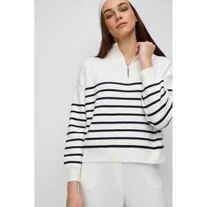 Suéter de Punto Casual para Mujer con Estampado, Cierre de Cremallera, Transpirable, de Seda con Decoración Bordada, Talla XS - Product Image 3