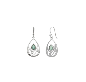 Pendientes colgantes de piedras preciosas de Calcedonia Aqua de Plata de Ley 925 hechos a mano, piedra natal de mayo para mujeres, regalos religiosos cristianos - Product Image 1