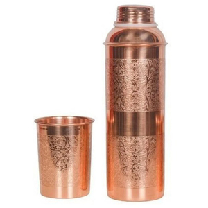 Eco-Friendly High Quality Beautiful Indian Handmade Design Metal <b>Copper</b> Water <b>Bottle</b> with Screw Lid - Product Image 4