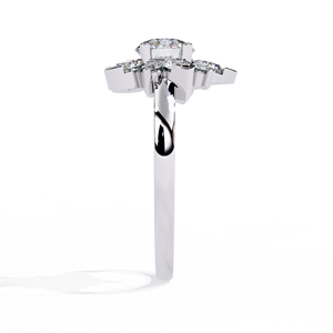 แหวนเพชรทรงบริลเลียนต์ 1.20 กะรัต ผลิตในห้องปฏิบัติการ ดีไซน์หรูหรา ประดับเพชรแบบคลัสเตอร์ รับรองโดย IGI ตัวเรือนทอง 14K / 18K แหวนดีไซน์ทันสมัย Sheeraj Solitaire - Product Image 4