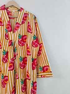 Robe d'été longue à col en V, manches longues, imprimé floral, 100% coton |   Vêtements de fête décontractés légers et respirants - Product Image 3