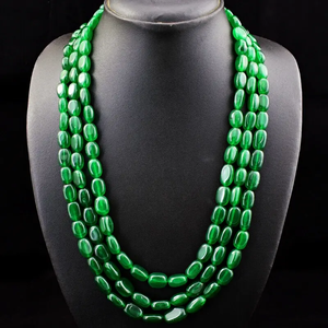 AAA+ Quality Oval Shape 695.00 Cts Earth Mined Enhanced Emerald <b>Beads</b> <b>Necklace</b> Cus-Jew131 - Product Image 1