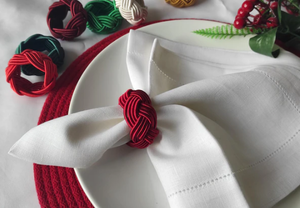 Servilleteros de granja con cuerda, servilletero con nudo trenzado, servilletero con nudo de rayón, servilletero con cordón hecho a mano - Product Image 4